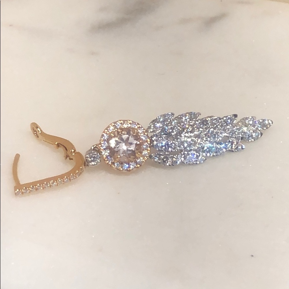 Dove  Diamond and Morganite Earrings - Picture 4 of 5